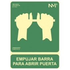 SEÑAL "EMPUJAR BARRA PARA ABRIR PUERTA" 224X300 PVC VERDE ARCHIVO 2000 6170-01H VE (Espera 4 dias) en Huesoi